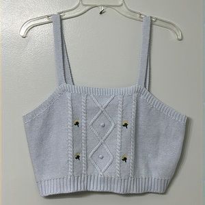 Wild Fable XXL light blue with yellow flowers crop top.